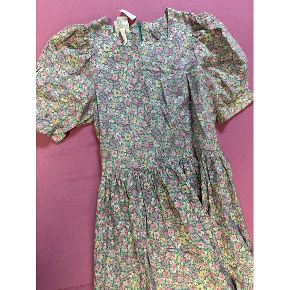 Laura Ashley Dress Size 10 Floral Pastel Cottagecore Puff Sleeve Vintage 80s - Picture 2 of 6